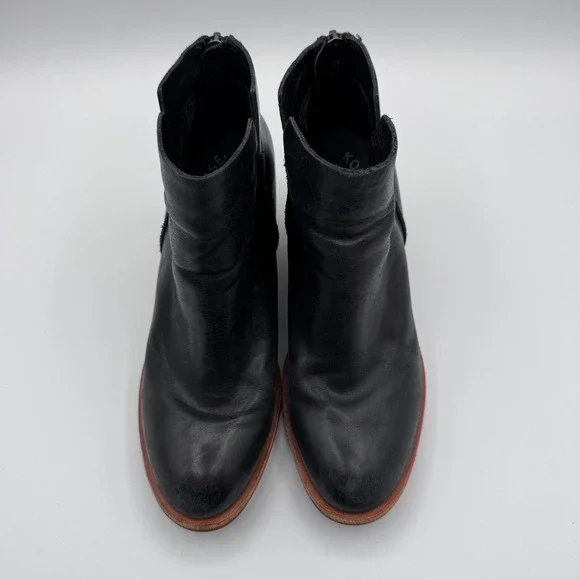 Kork Ease Chandra Black Leather Ankle Booties Wedge Heel Zipper Women Size 6M - Picture 5 of 9